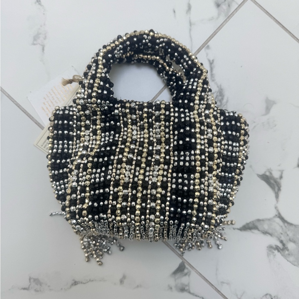 Viral TikTok Beaded Bag Black, Gold and Silver NWT